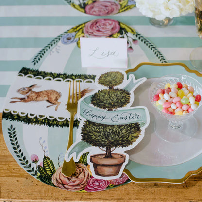Die-Cut Boxwood Bunny Egg Placemat