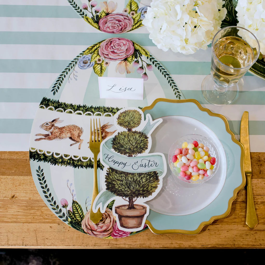 Die-Cut Boxwood Bunny Egg Placemat