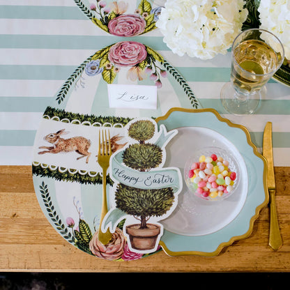 Die-Cut Boxwood Bunny Egg Placemat