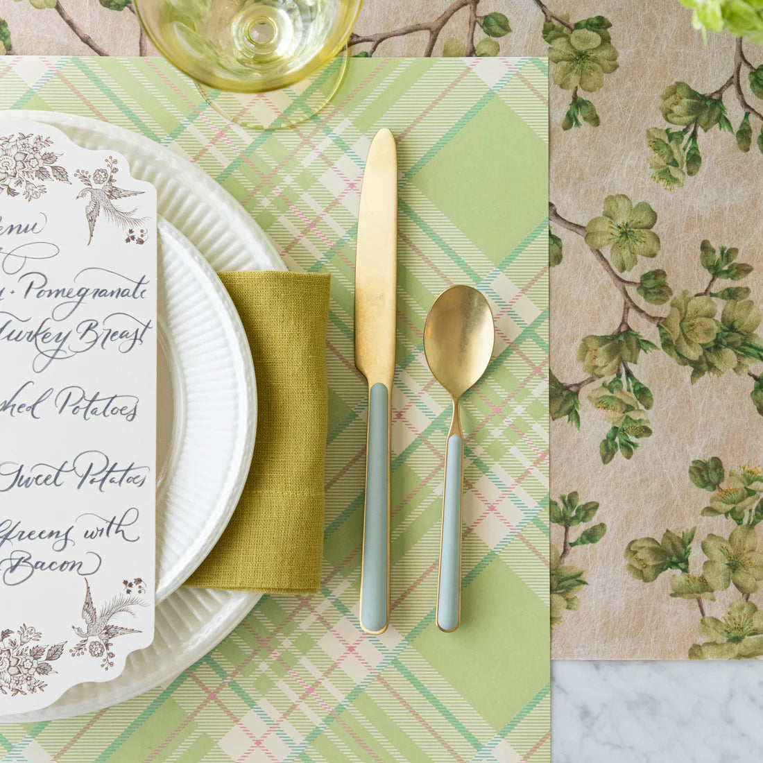 Bright Green Plaid Placemat