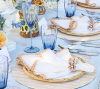 Shell Fringe Napkin Ring in Ivory & Brown