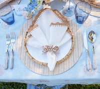 Shell Fringe Napkin Ring in Ivory & Brown