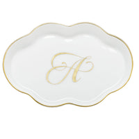 Scalloped Tray with Monogram — Gold