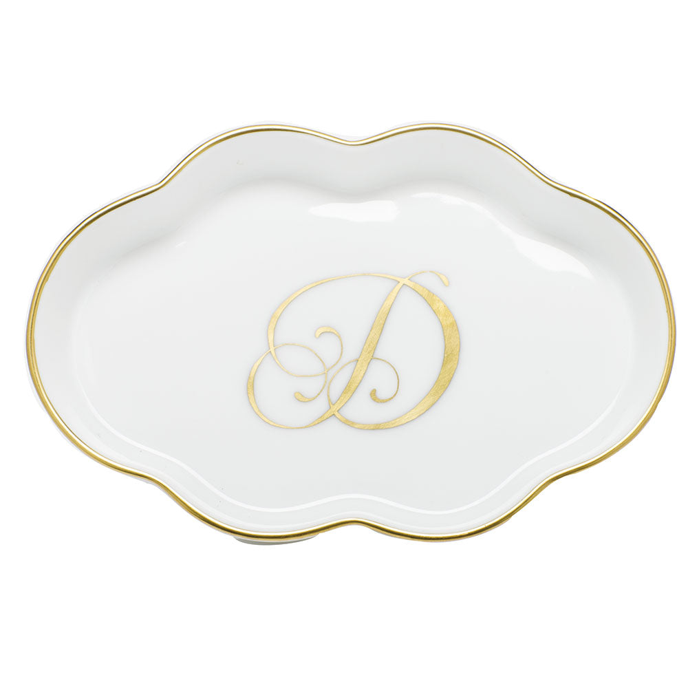 Scalloped Tray with Monogram — Gold