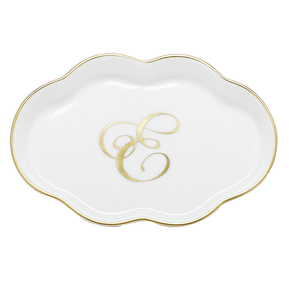 Scalloped Tray with Monogram — Gold
