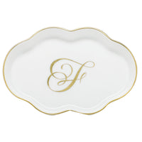 Scalloped Tray with Monogram - Letter F