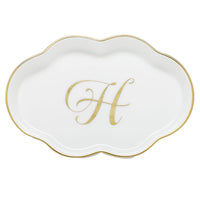 Scalloped Tray with Monogram - Letter H