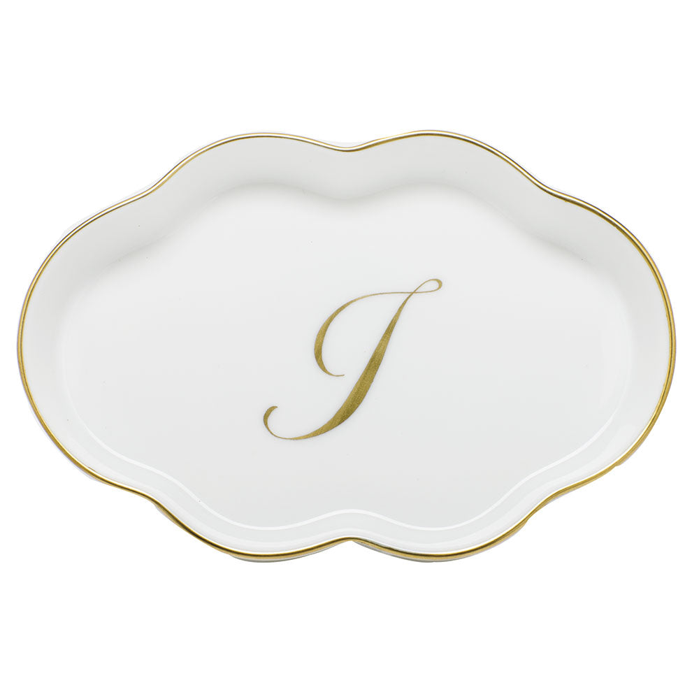 Scalloped Tray with Monogram — Gold