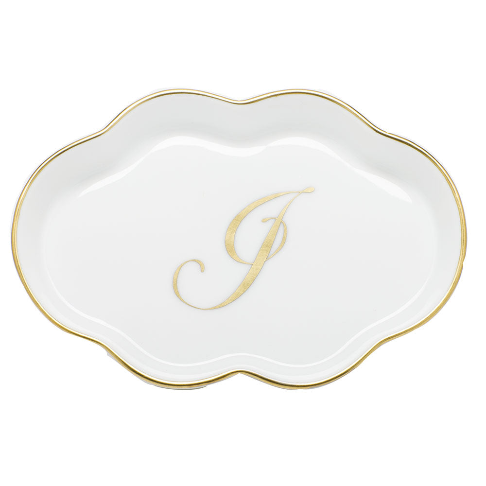 Scalloped Tray with Monogram — Gold