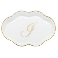 Scalloped Tray with Monogram - Letter J
