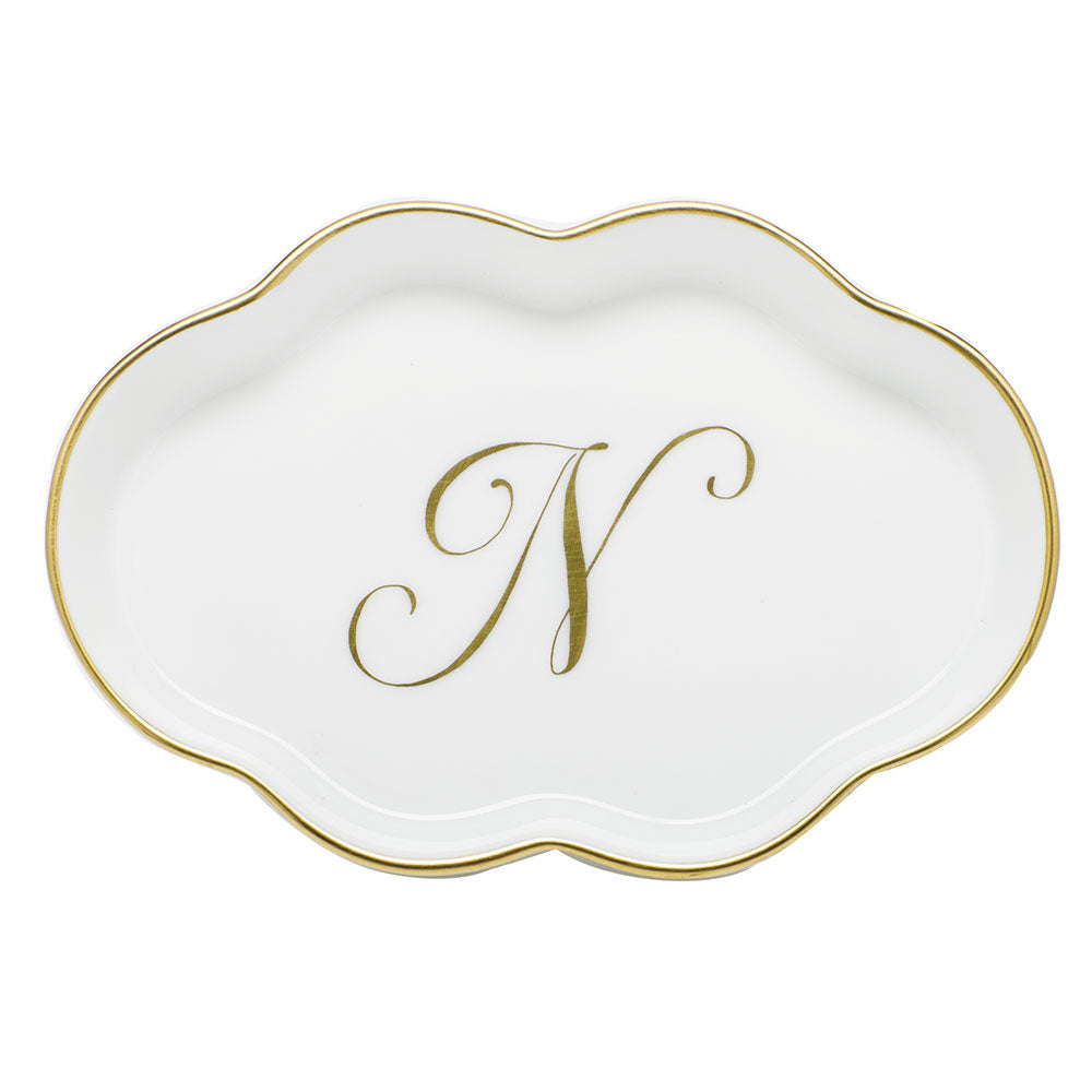 Scalloped Tray with Monogram — Gold