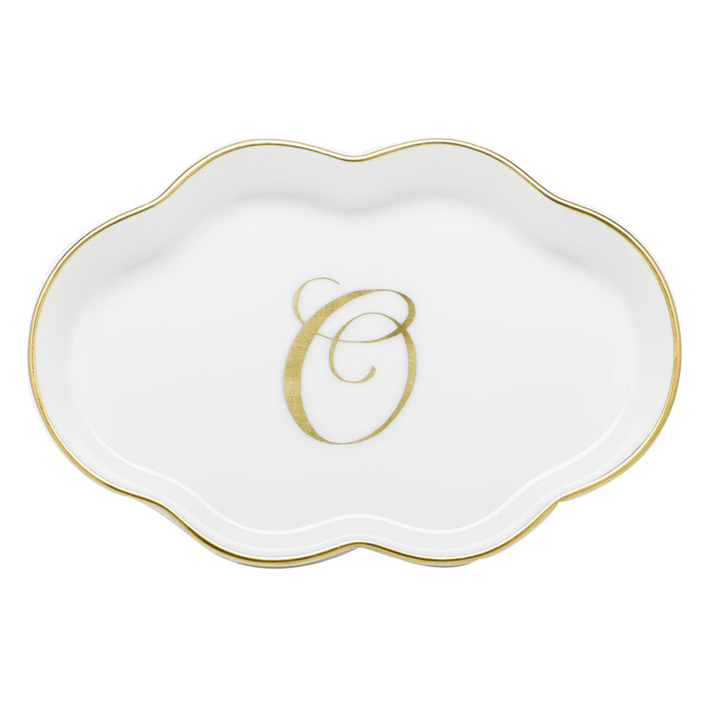 Scalloped Tray with Monogram — Gold