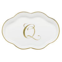 Scalloped Tray with Monogram - Letter Q