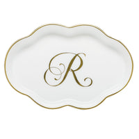 Scalloped Tray with Monogram - Letter R