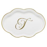Scalloped Tray with Monogram - Letter T