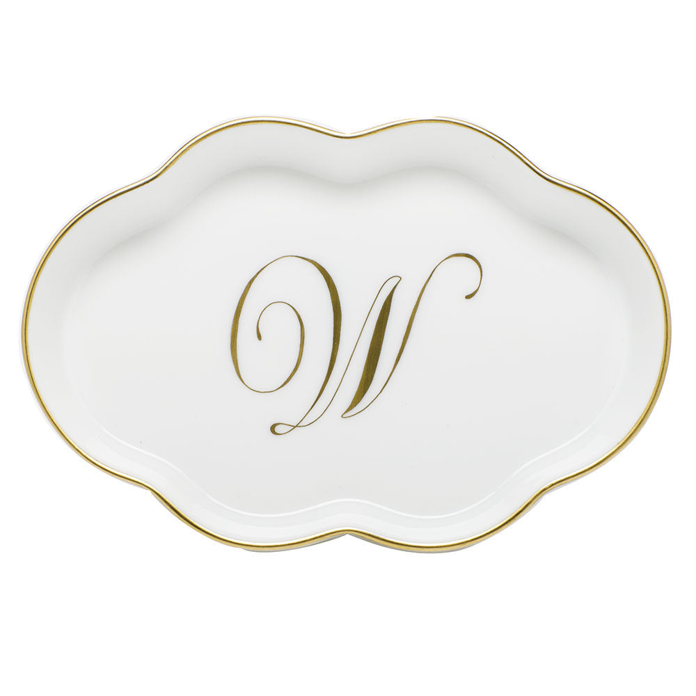 Scalloped Tray with Monogram — Gold