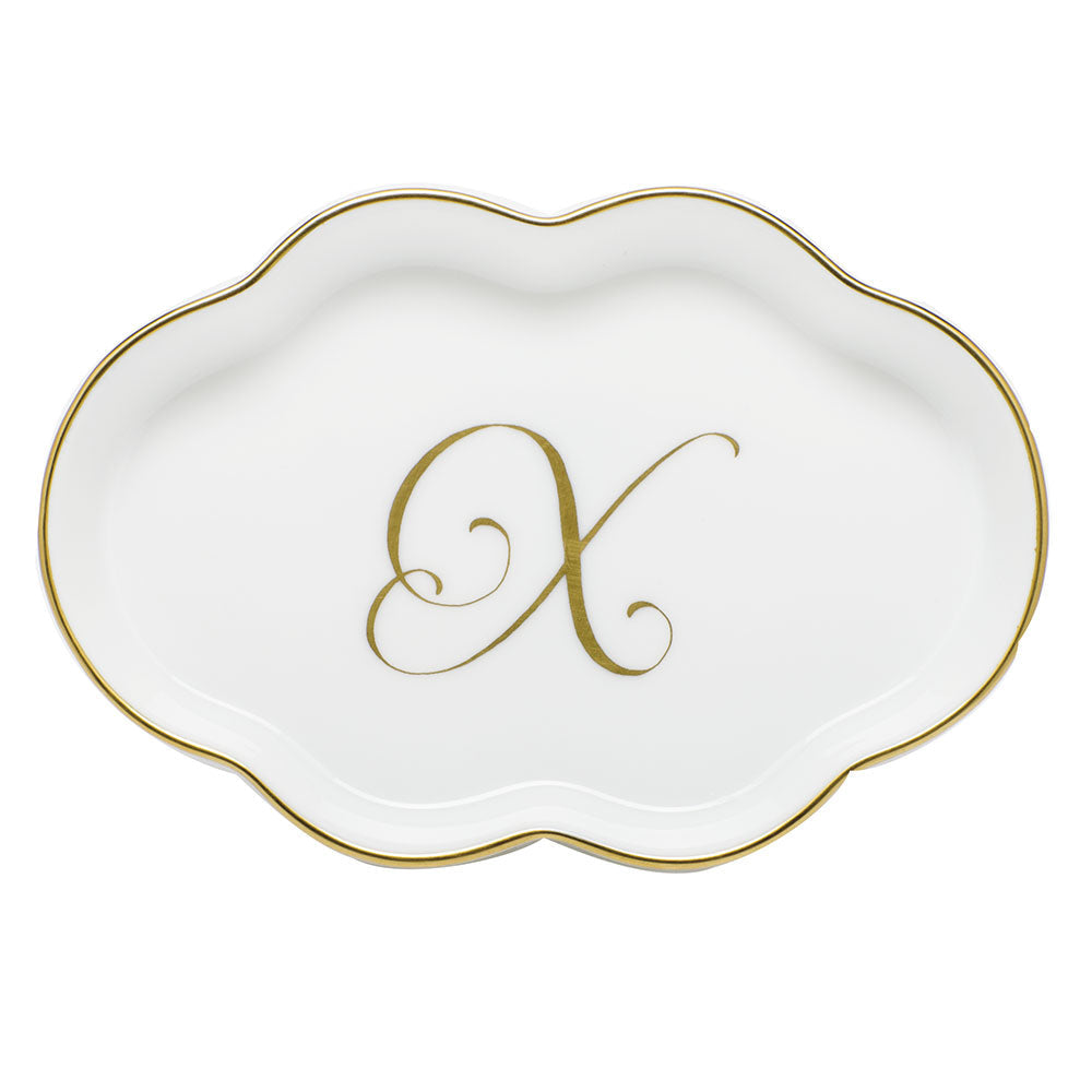 Scalloped Tray with Monogram — Gold