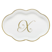 Scalloped Tray with Monogram - Letter X