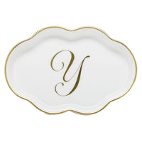 Scalloped Tray with Monogram - Letter Y