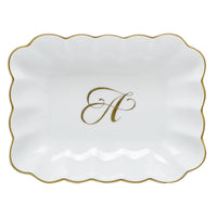 Oblong Dish with Monogram — Gold