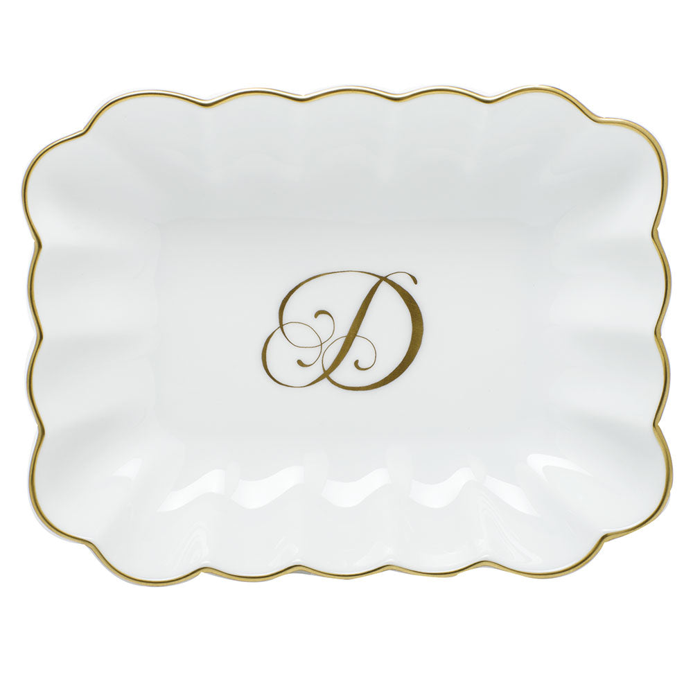 Oblong Dish with Monogram — Gold