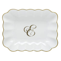 Oblong Dish with Monogram - Letter E