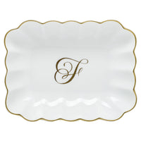 Oblong Dish with Monogram - Letter F