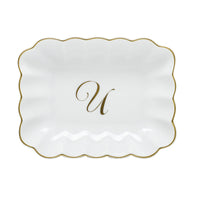 Oblong Dish with Monogram - Letter U