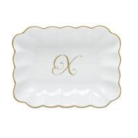 Oblong Dish with Monogram - Letter X