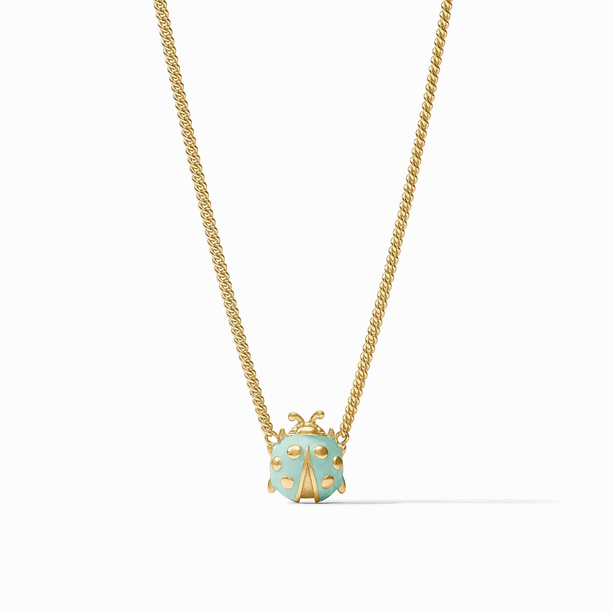 Julie Vos Ladybug Delicate Necklace, Aqua Enamel
