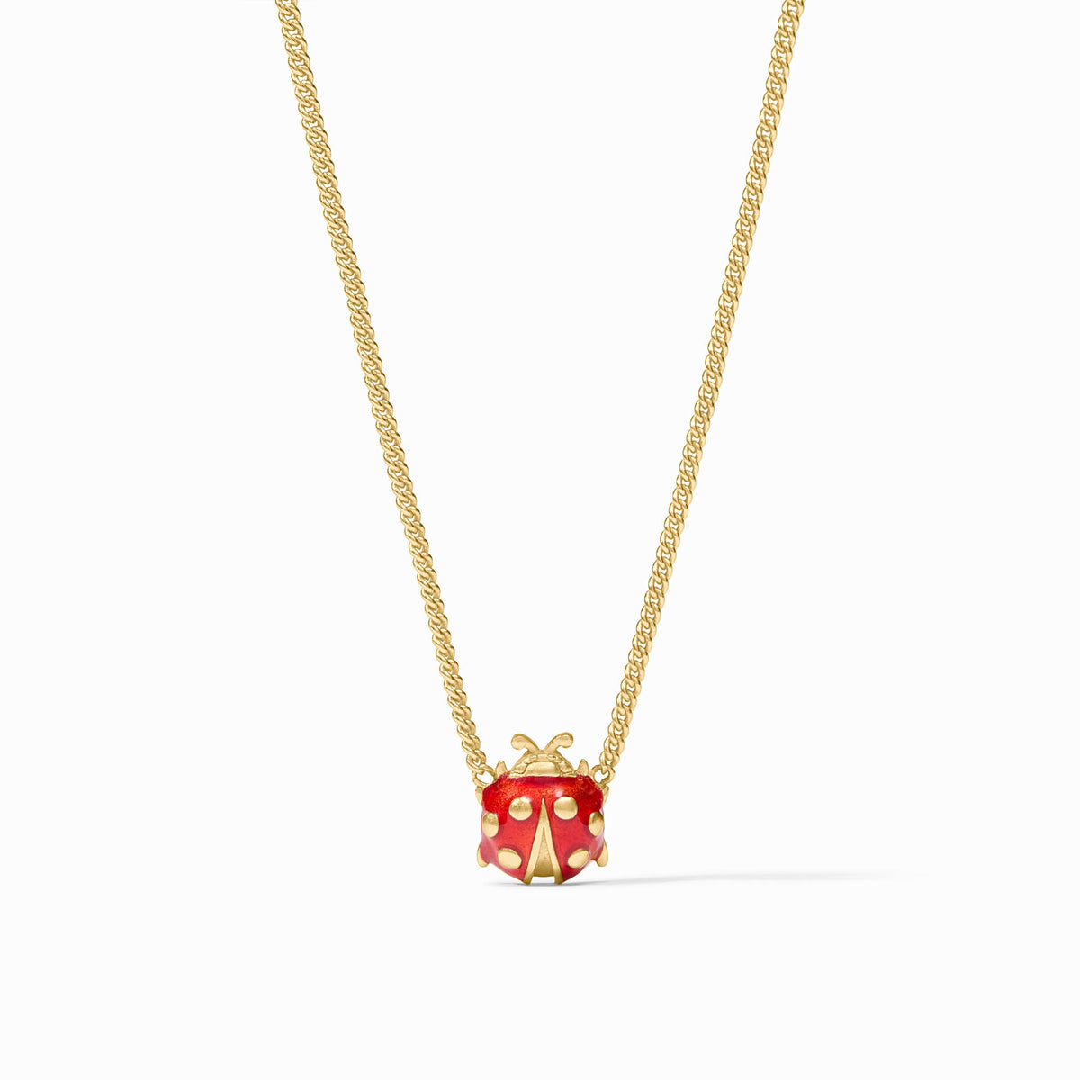 Julie Vos Ladybug Delicate Necklace, Scarlet Enamel