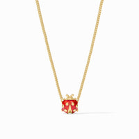 Julie Vos Ladybug Delicate Necklace, Scarlet Enamel