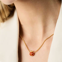 Julie Vos Ladybug Delicate Necklace, Scarlet Enamel