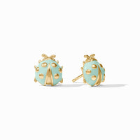 Julie Vos Ladybug Stud, Aqua Enamel