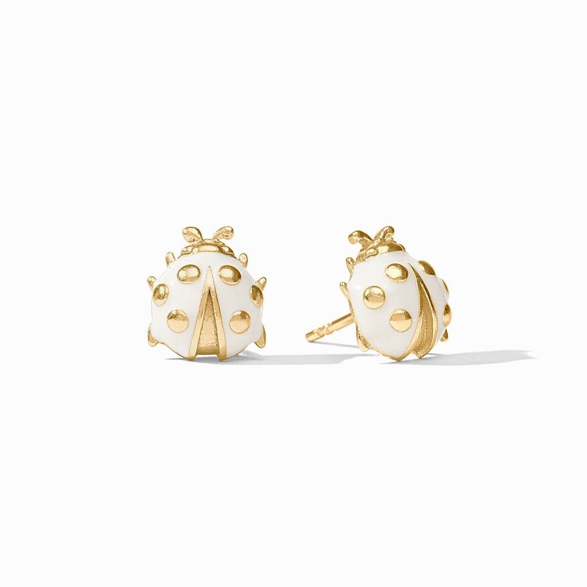 Julie Vos Ladybug Stud, Ivory Enamel