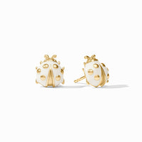Julie Vos Ladybug Stud, Ivory Enamel