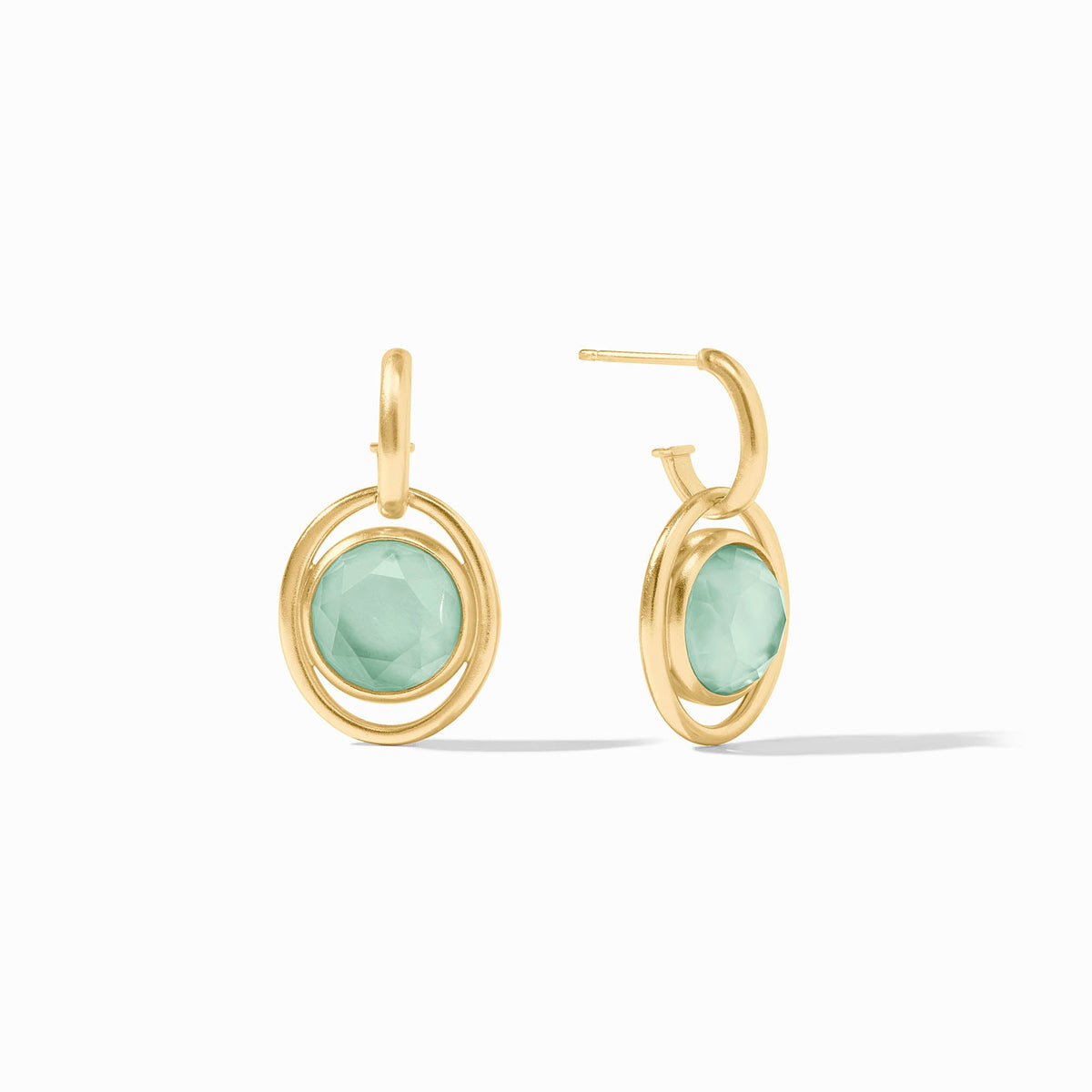 Julie Vos Laguna Hoop & Charm Earring, Iridescent Aquamarine Blue