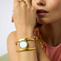 Julie Vos Laguna Stone Cuff, Iridescent Aquamarine Blue