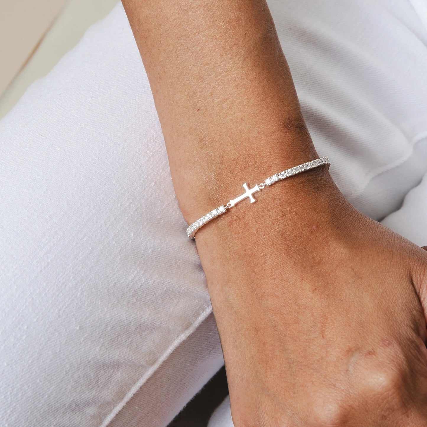 Luminous Cross Tennis Bracelet