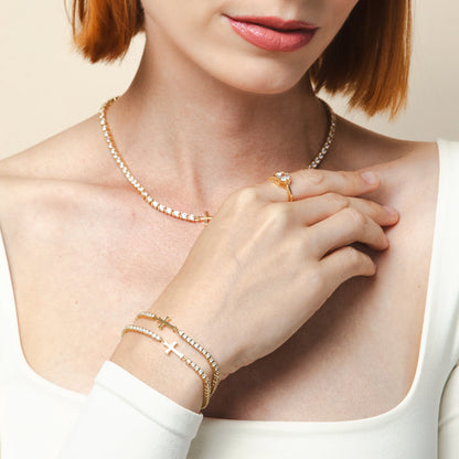 Luminous Cross Tennis Bracelet