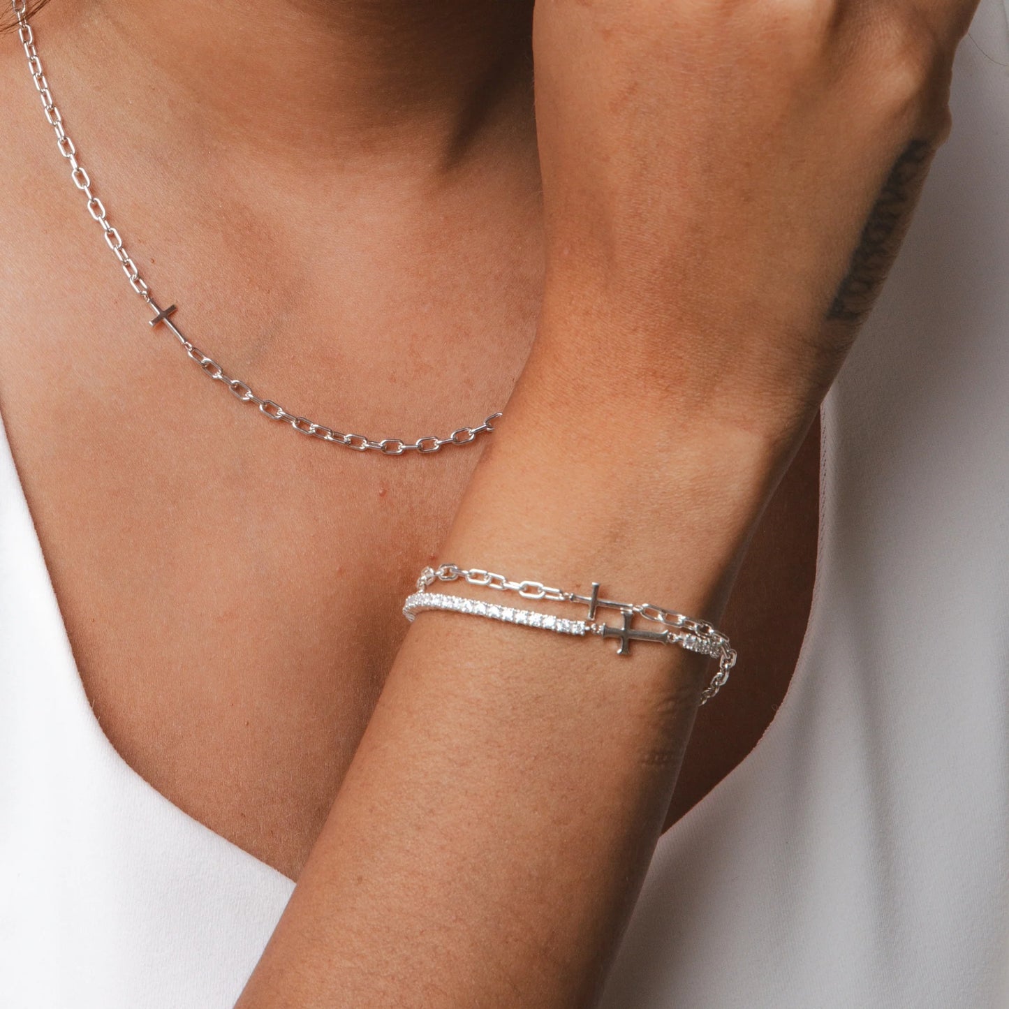 Luminous Cross Tennis Bracelet