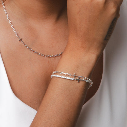Luminous Cross Tennis Bracelet