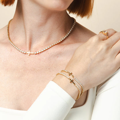 Luminous Cross Tennis Bracelet