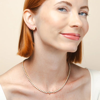 Luminous Cross Tennis Necklace