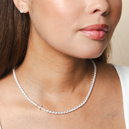 Luminous Cross Tennis Necklace