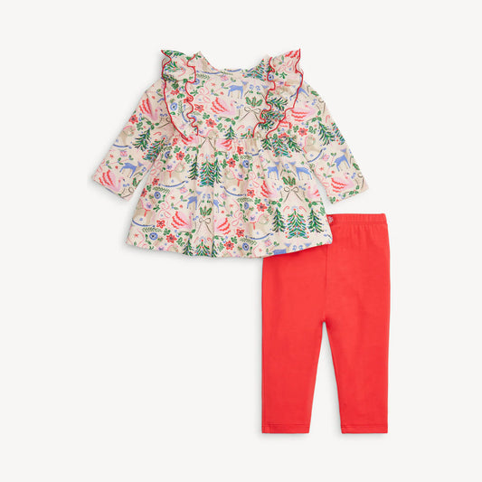 Sugar Plum Dreams Modal Dress W/ Ruff + Leggings