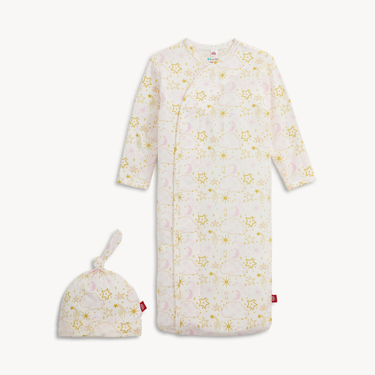 Magnetic Me Star Signs Pink Modal Gown + Hat Set, nb-3m