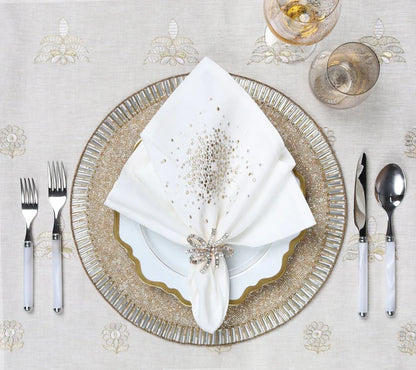 Starburst Napkin in White, Gold & Silver