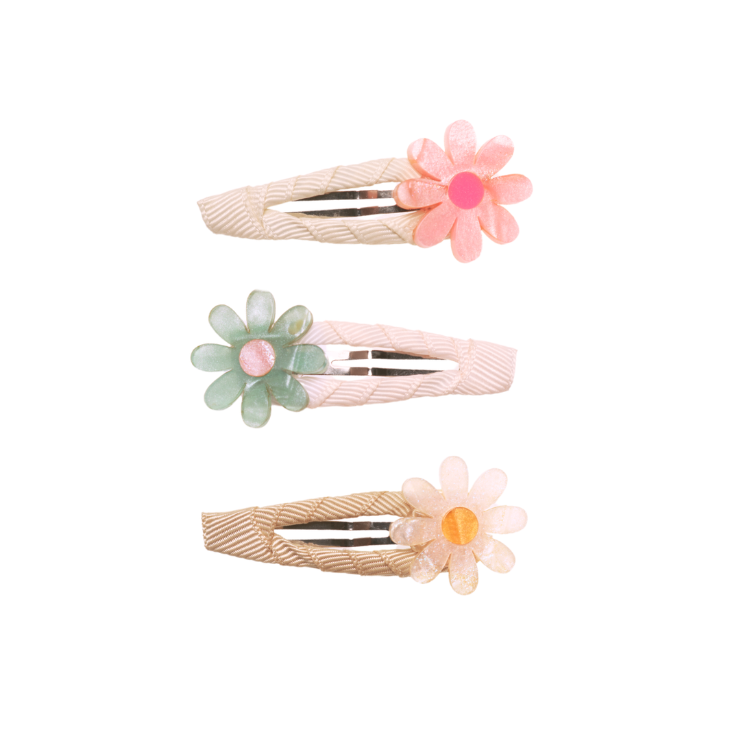 Daisy Flower Pastel Pearl Snap Clips -Spr