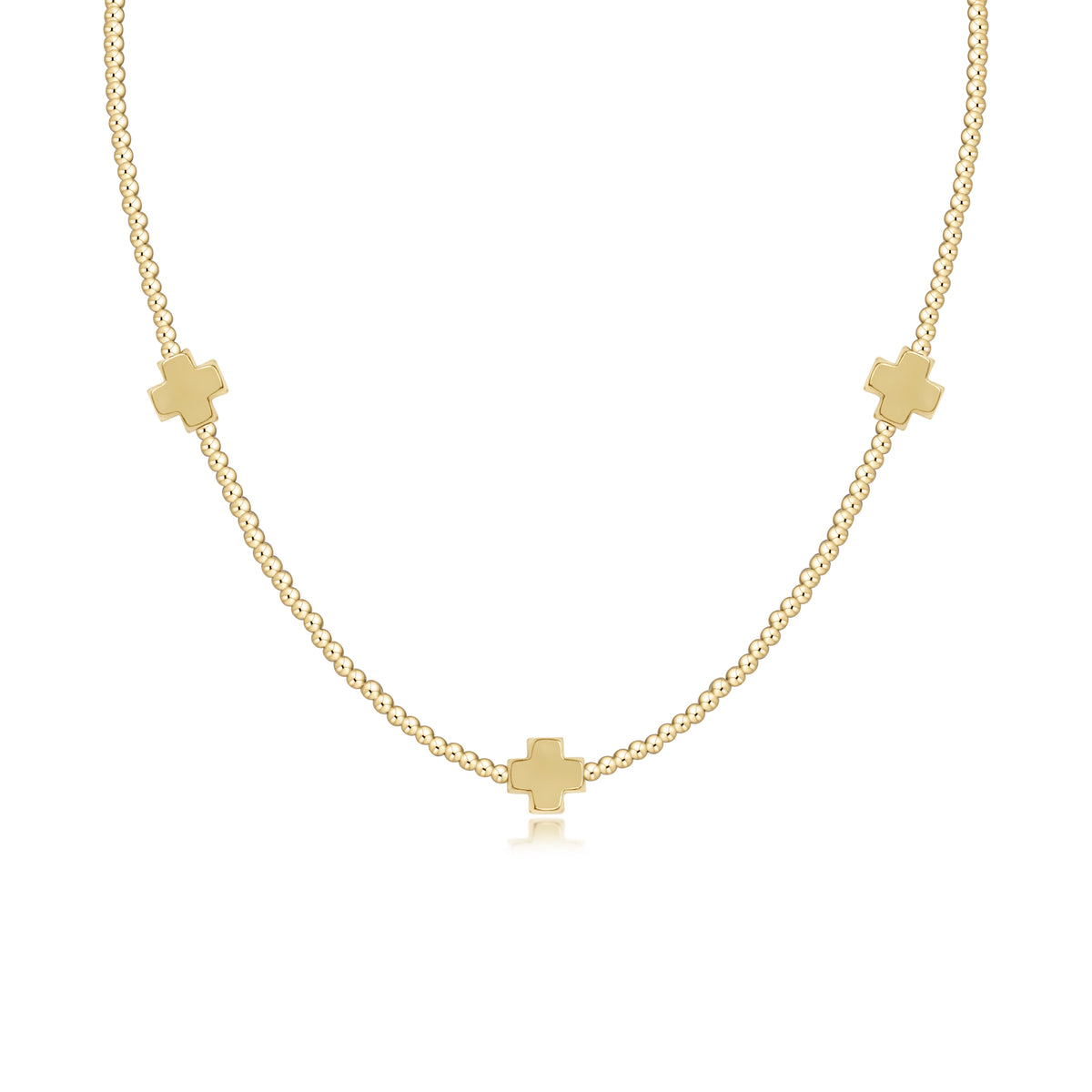 17" choker beaded - signature cross 2mm gold - gold
